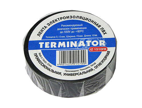 Изолента ПВХ Terminator 15мм*10м черная